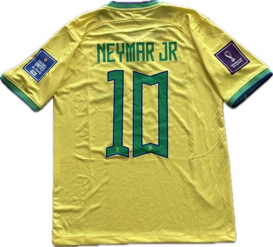 Neymar Jr. 10 Nike Brazil Jersey Yellow Leopard Design with CBF Crest MENS