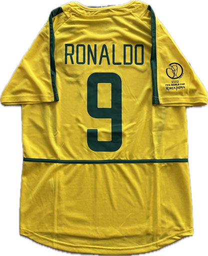 Ronaldo #9 Brazil Football Team Yellow 2002 World Cup Soccer Jersey