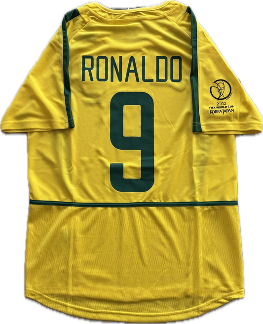Ronaldo 9 Brazil Nike National Football Team Yellow 2002 World Cup Soccer Jersey Korea Japan
