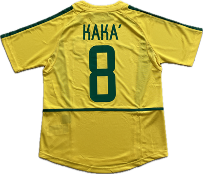 Kaka #8 Brazil National Football Team Yellow 2002 World Cup Soccer Jersey