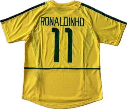 Ronaldinho #11 Brazil National Football Team MENS Yellow 2002 World Cup Soccer Mens Jersey