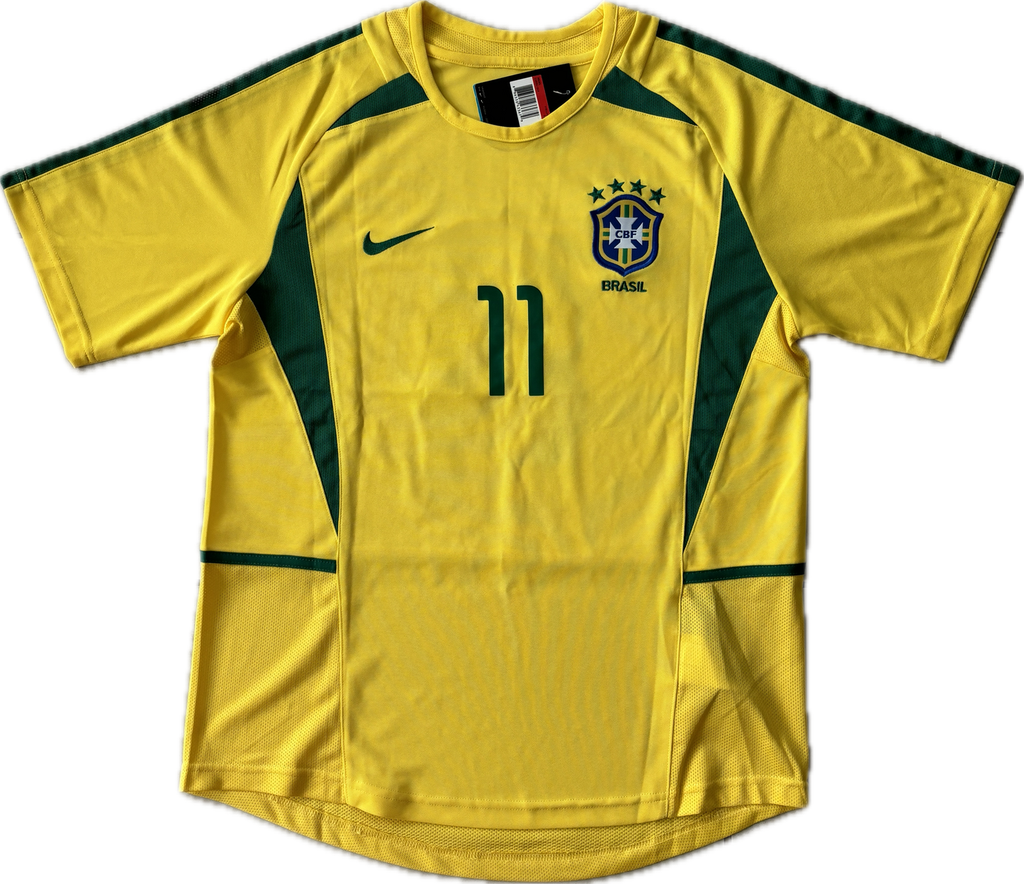 Ronaldinho #11 Brazil National Football Team MENS Yellow 2002 World Cup Soccer Mens Jersey