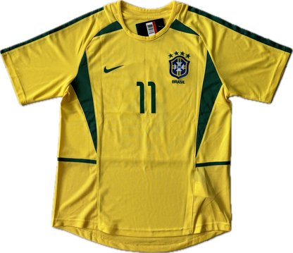 Ronaldinho #11 Brazil National Football Team MENS Yellow 2002 World Cup Soccer Mens Jersey