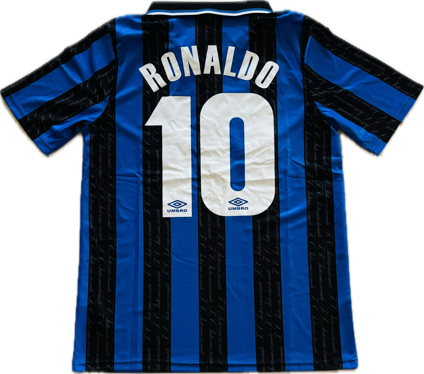 Inter Milan Ronaldo Nazario #10 1997-1998 Retro Soccer Jersey Rare Blue Black Vintage Jersey