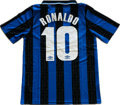 Inter Milan Ronaldo Nazario #10 1997-1998 Retro Soccer Jersey Rare Blue Black Vintage Jersey