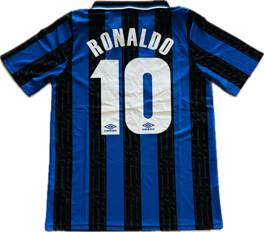 Inter Milan Ronaldo Nazario #10 1997-1998 Retro Soccer Jersey Rare Blue Black Vintage Jersey