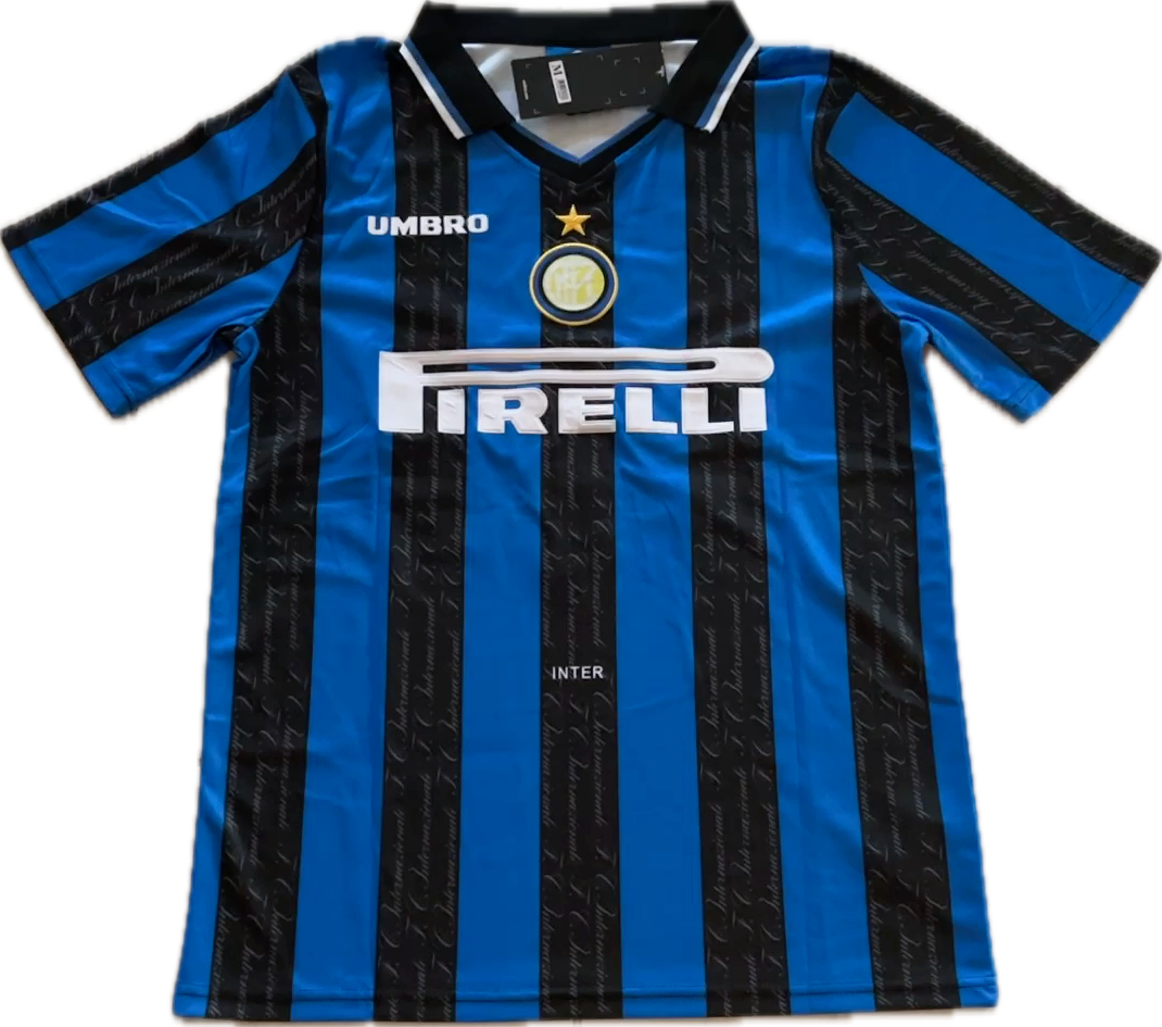 Inter Milan Ronaldo Nazario #10 1997-1998 Retro Soccer Jersey Rare Blue Black Vintage Jersey