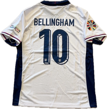 Jude Bellingham #10 England Home Jersey with UEFA Foundation Patch MENS